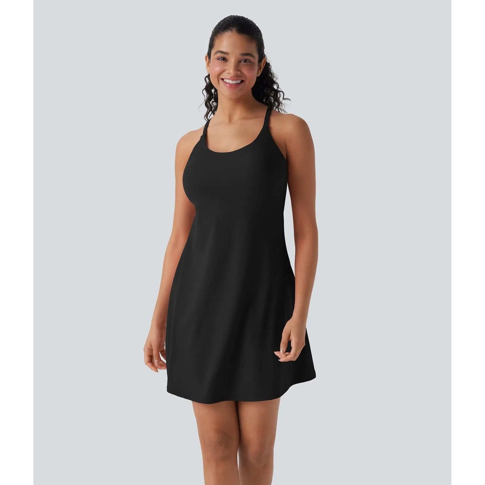 Halara Athletic Dress Women 4 Black Everlux Racerback Tennis Golf Sporty